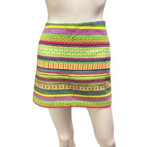 MILLY Neon Mini Tweed Multicolor Skirt - 4